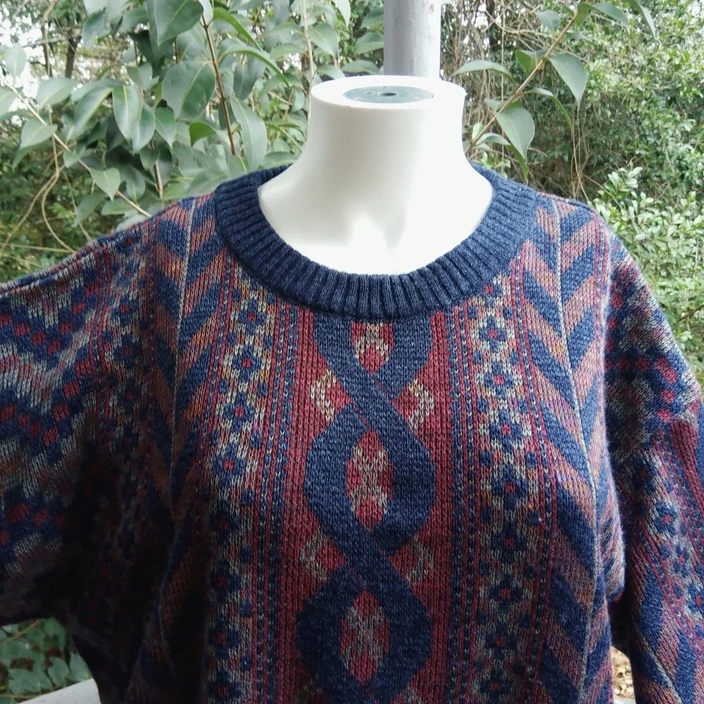 Vintage 80s Academia Preppy Retro Grandpa Pullover Crewneck Sweater - Picture 6 of 11